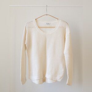 Madewell Cream Scoop Neck Crochet-Inspired Sweater